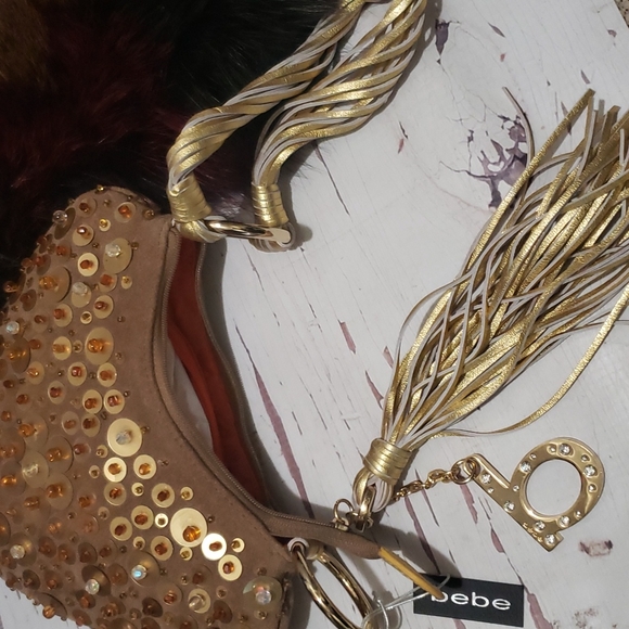 BeBe heart gold beaded wristlet new - Picture 6 of 6